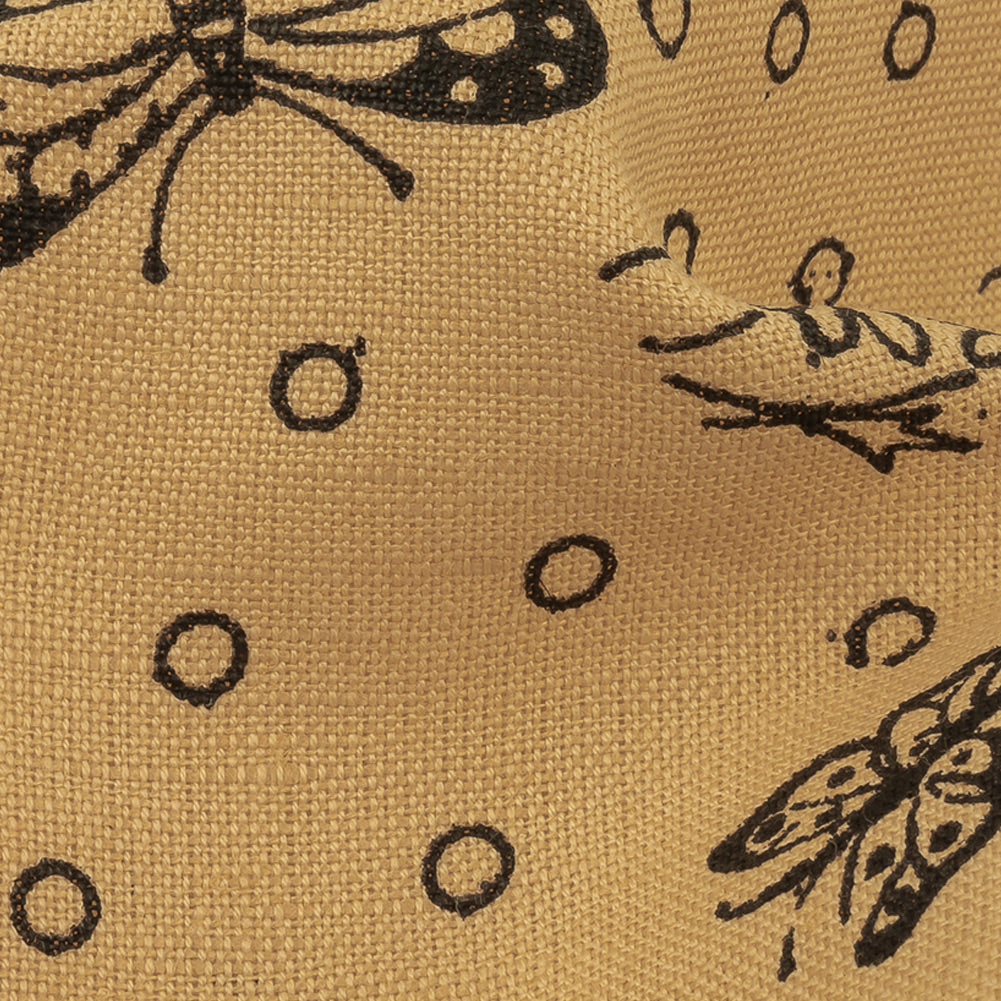 Cream and Black Butterfly Printed Linen Woven - Joann Fabrics