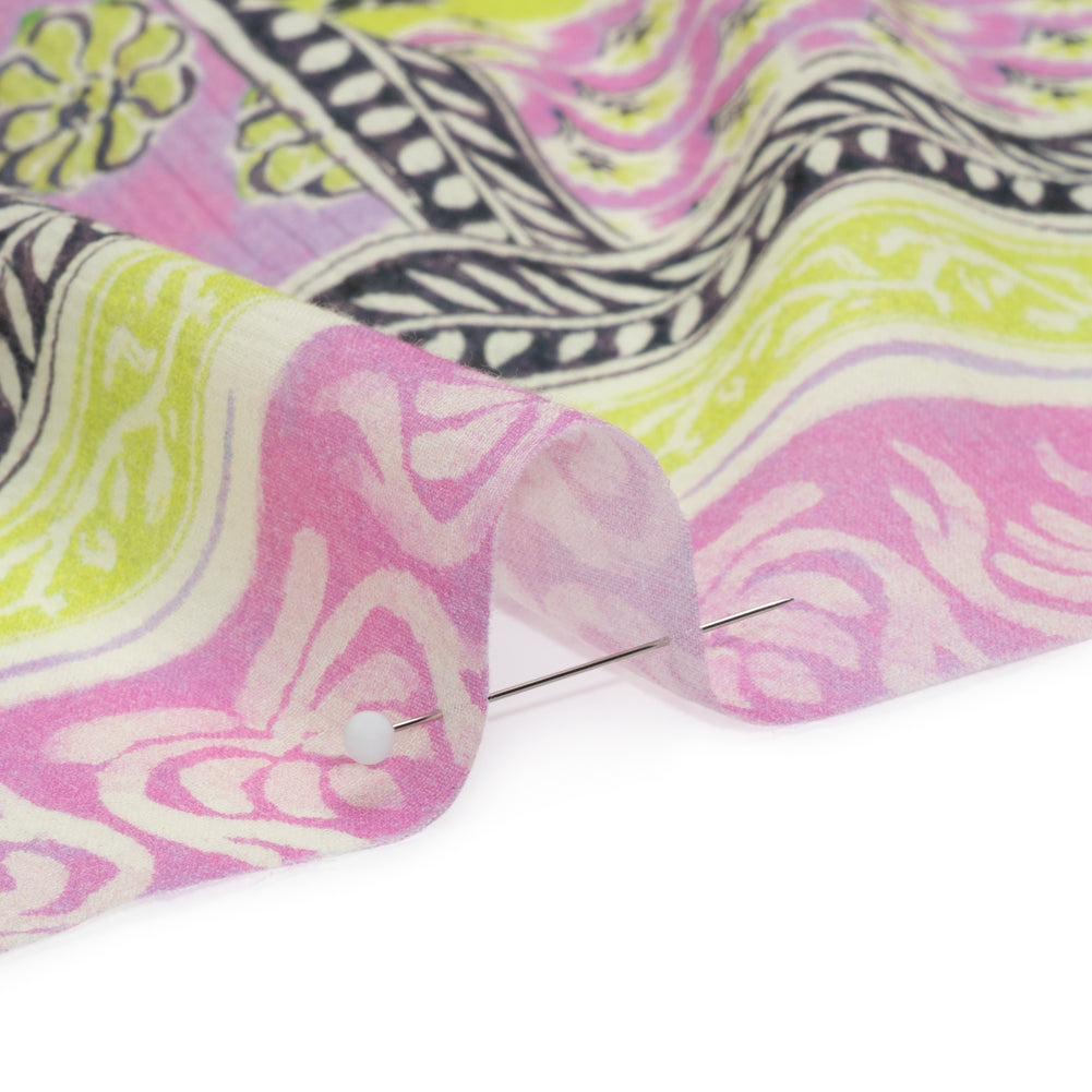 Crinkled Cotton Gauzy Woven Panel - Baby Pink and Lime Green Floral Patchwork - Mood Exclusive Oued Fes - Joann Fabrics