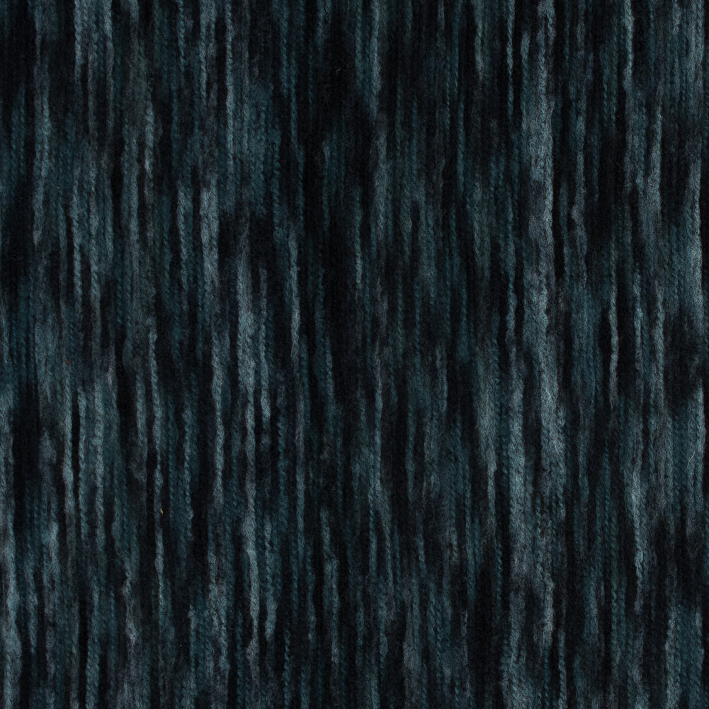 Polyester Jersey with Striated Wool Knit Design - Black and Navy - Designer Deadstock - Joann Fabrics
