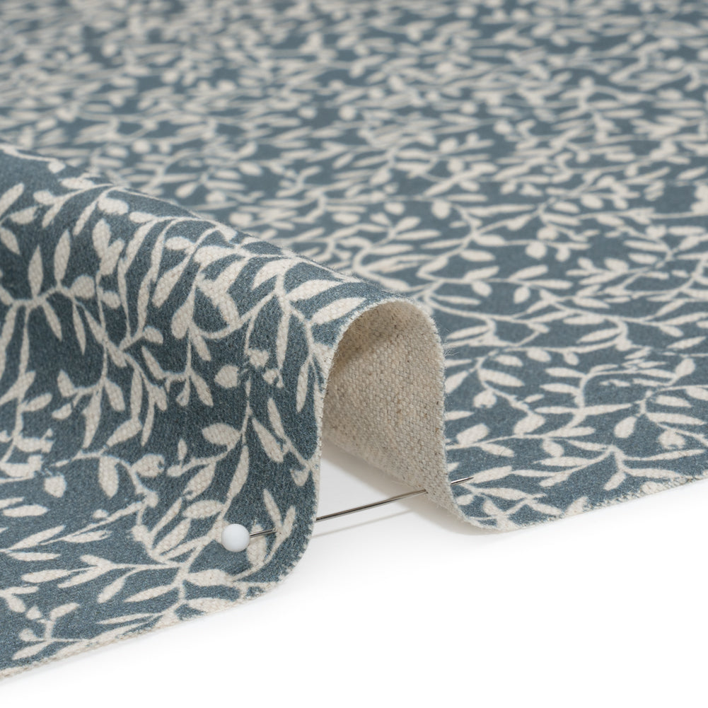 Brushed Cotton and Linen Canvas - Indigo Little Vines - British Imported - Joann Fabrics