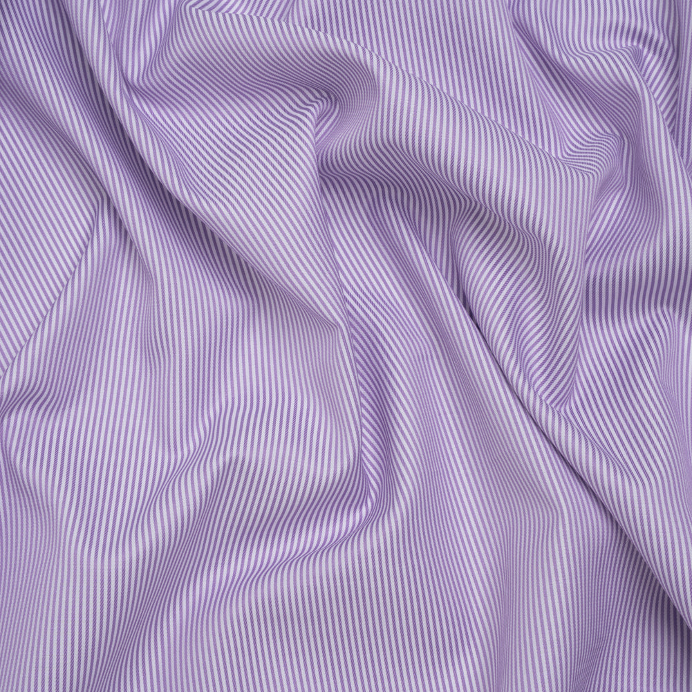 Cotton Herringbone Twill Shirting - Lavender and White Stripes - Deadstock - Joann Fabrics