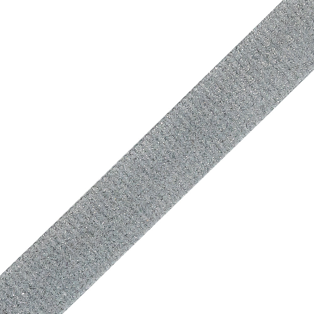 Gray and Silver Glitter Velvet Ribbon - 0.75