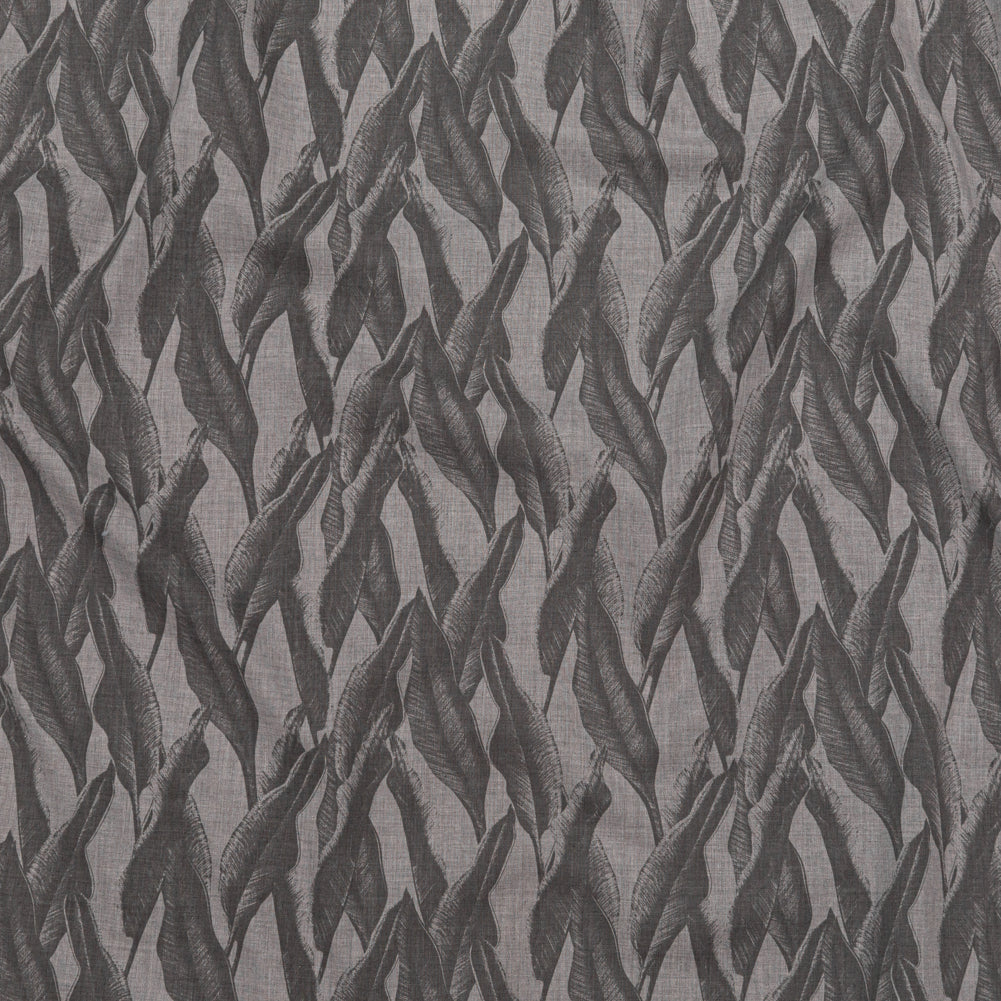 Organic Cotton Shirting - Heathered Vapor and Granite Gray Leaves - Joann Fabrics