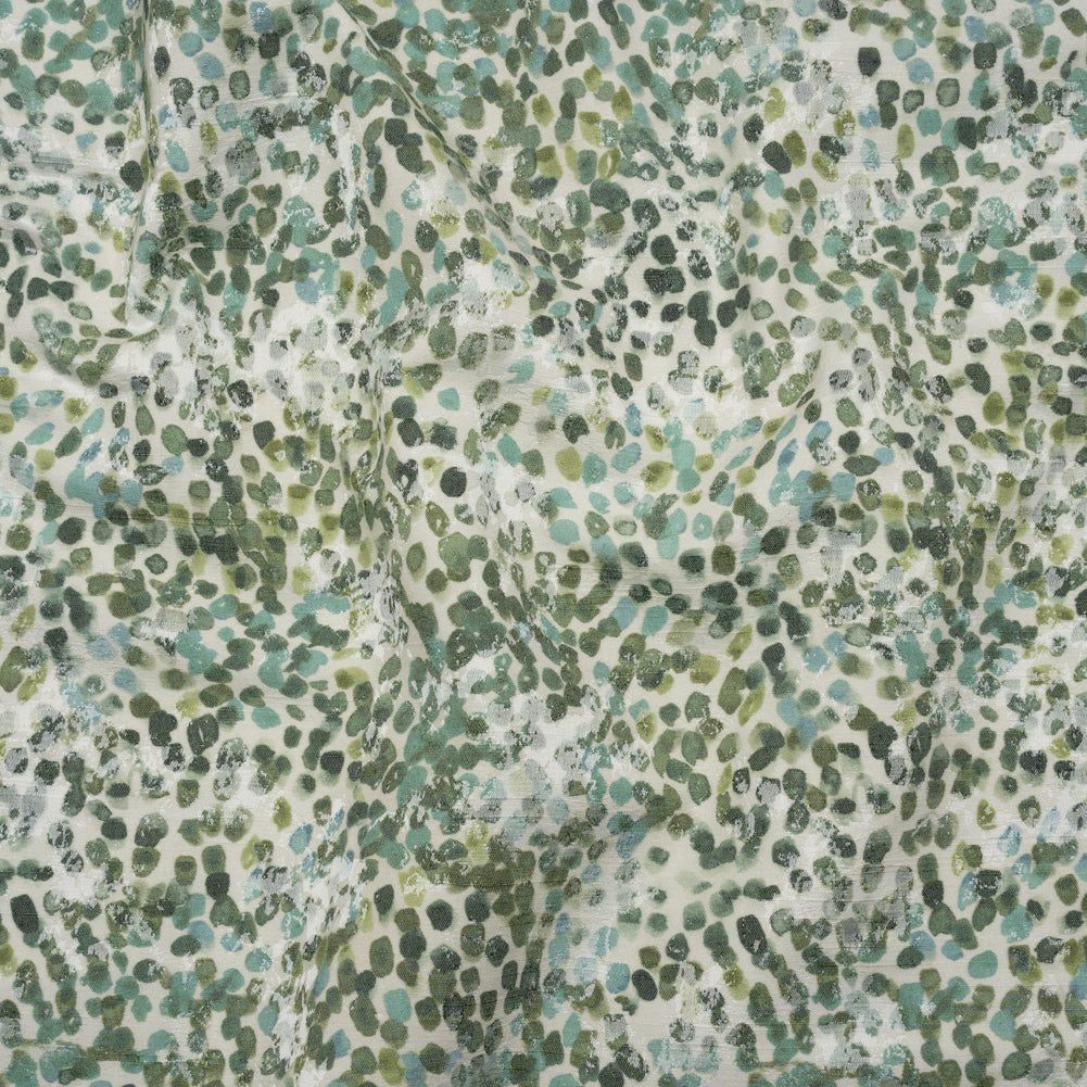 Drapery Jacquard Print - Jade Bouncing Spots - British Imported - Joann Fabrics