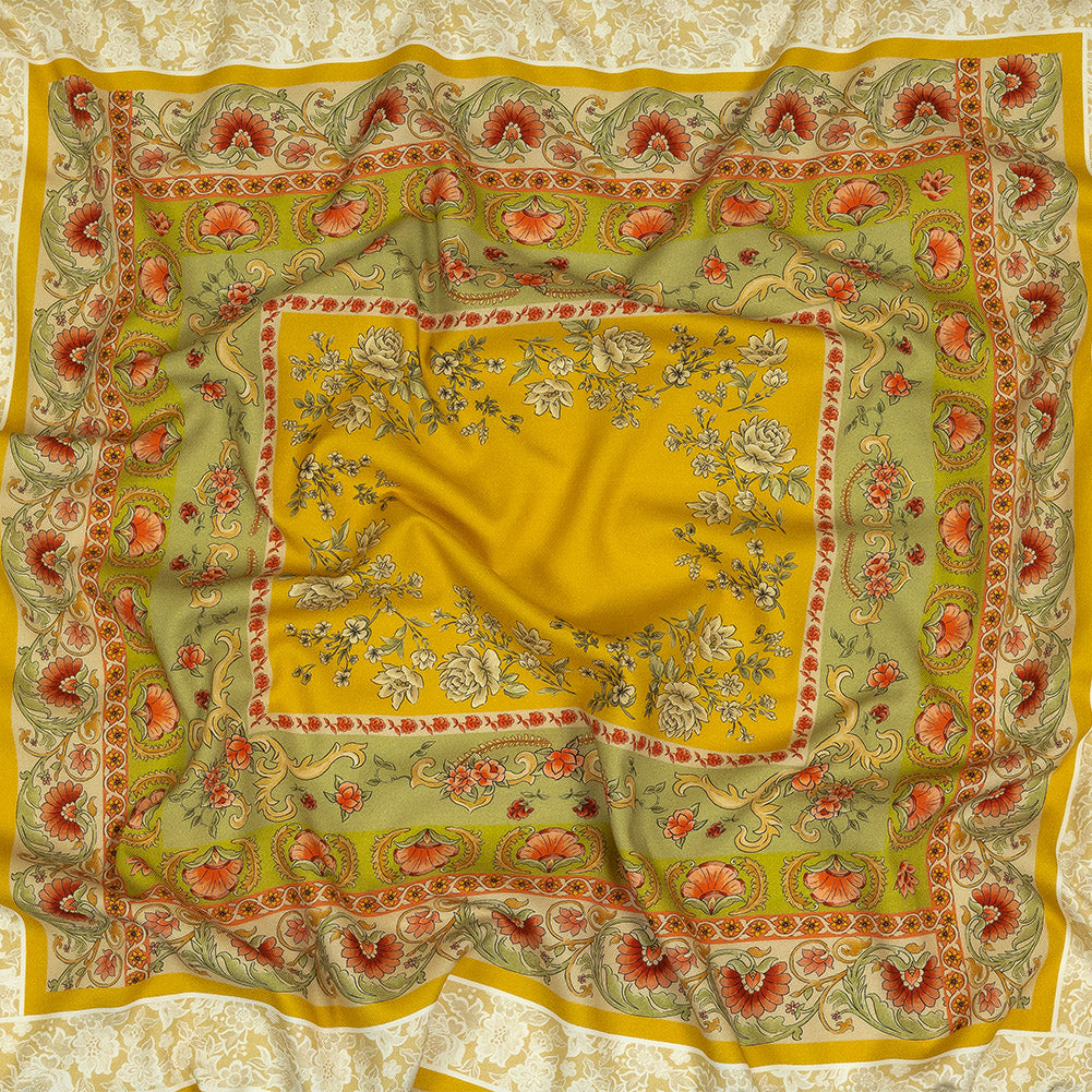 Cotton and Viscose Twill Panel - Yellow and Green Floral Squares - Mood Exclusive Palace of Illusions - Joann Fabrics