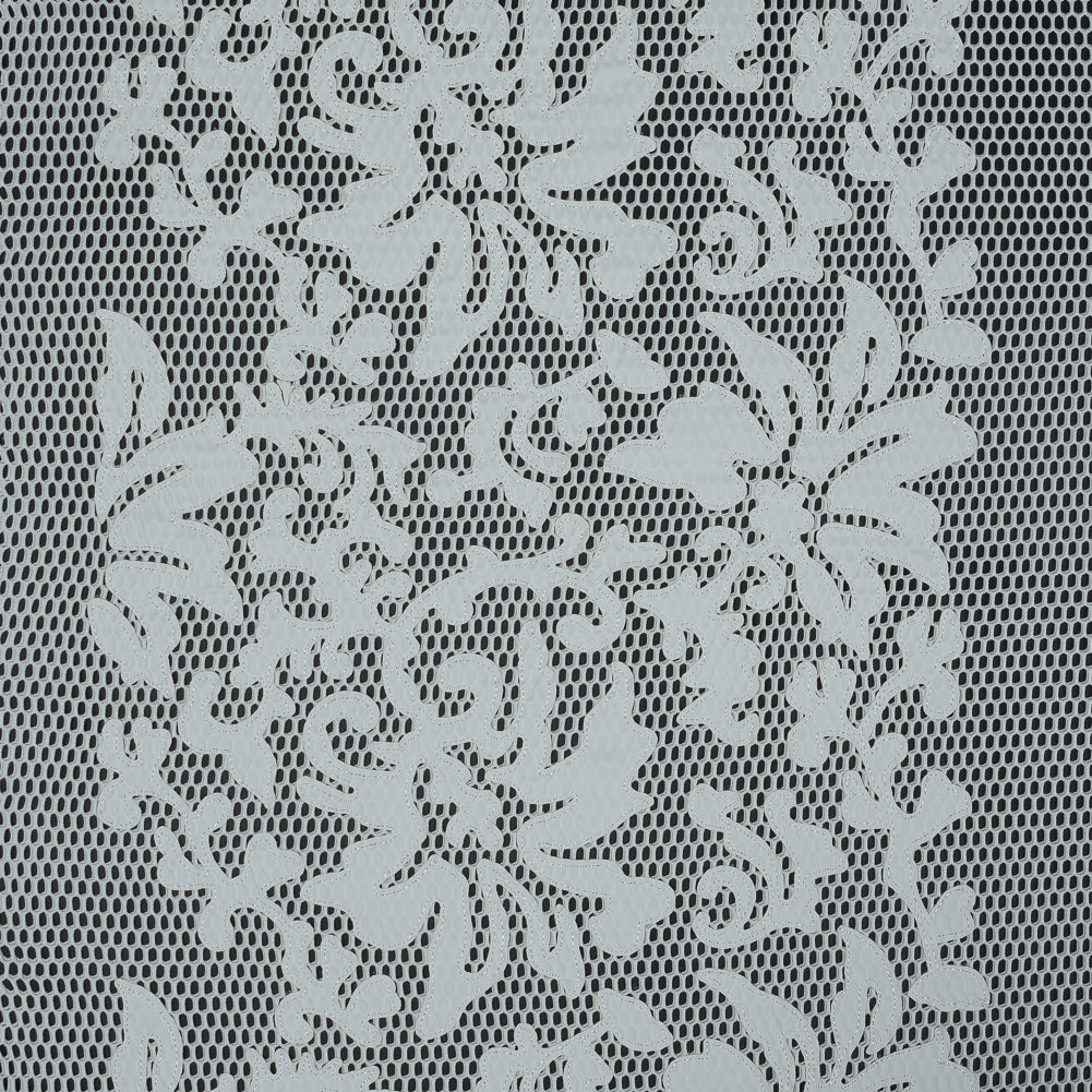 Wonder Mesh with Floral Faux Leather Embroidered Borders - Whisper White - Joann Fabrics