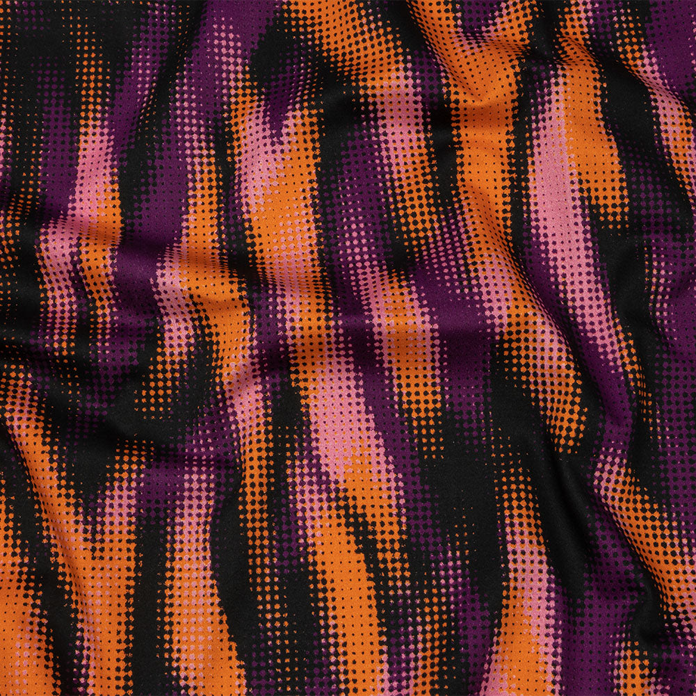 Stretch Cotton Sateen - Black and Orange Halftone Animal Stripes - Comic Glitch Print - Mood Exclusive Groove Collection - Joann Fabrics