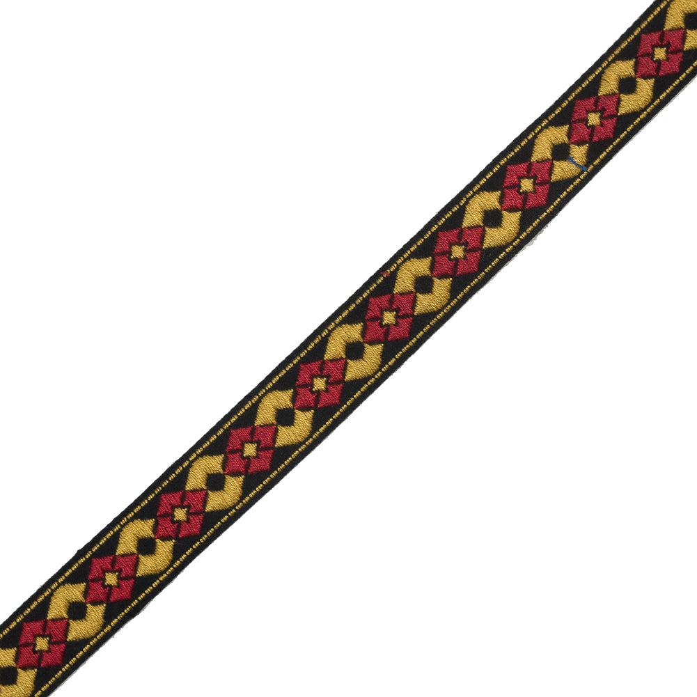 Red and Yellow German Jacquard Ribbon - 0.625