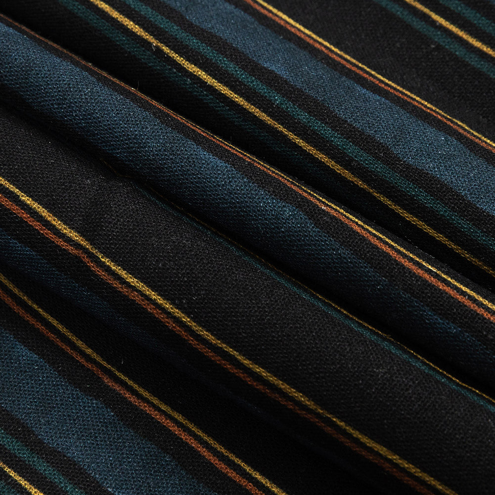 Linen and Rayon Woven - Navy and Blue Stripes - Linear Transcendence Print - Mood Exclusive Tumunyana Collection - Joann Fabrics