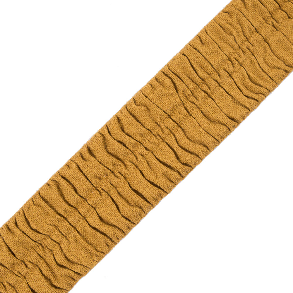 Italian Mustard Ruched Stretch Wool Trimming - 2.375