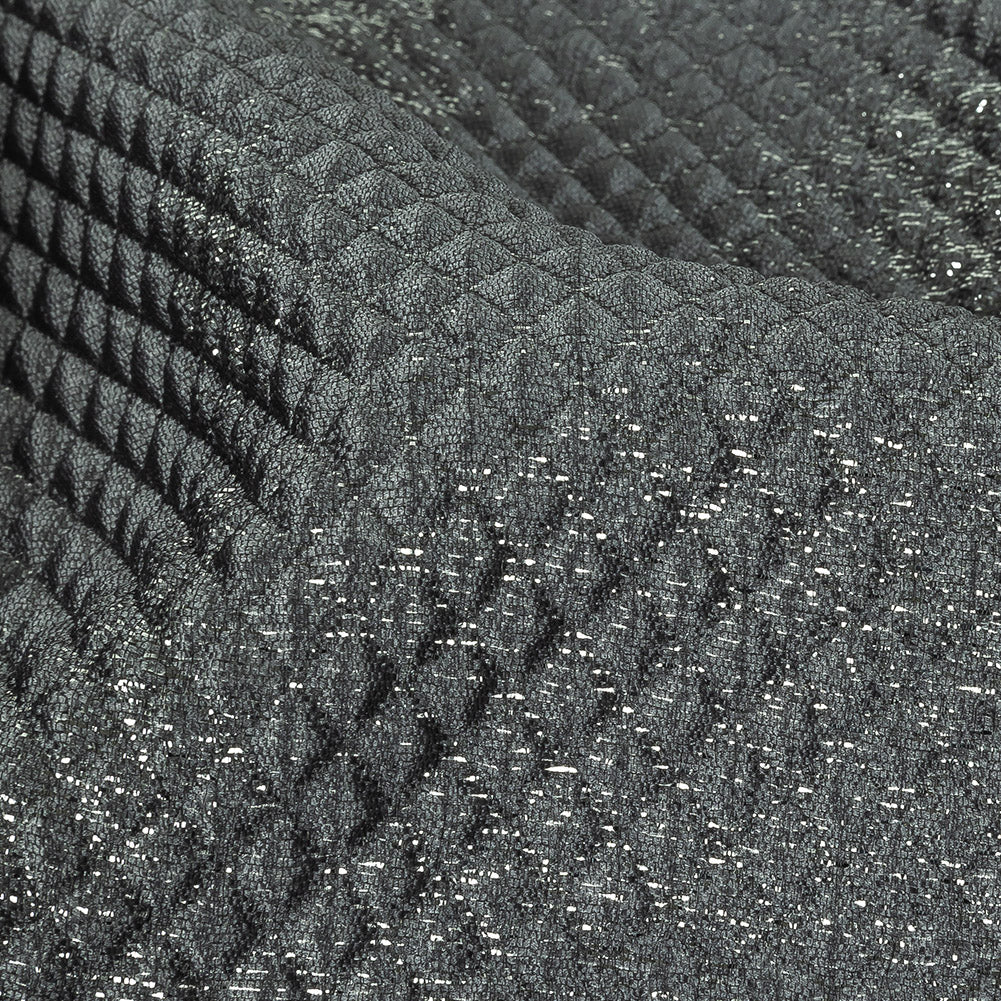 Mood Exclusive Jolene Metallic Silver and Gray Tiny Diamonds Quilted Luxury Brocade - Joann Fabrics