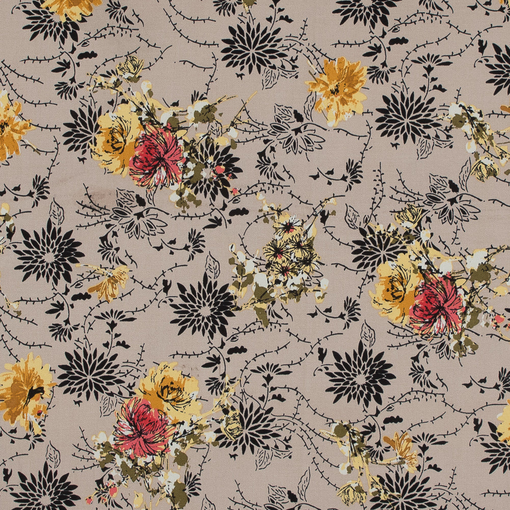 Taupe Floral Stretch Cotton Sateen - Joann Fabrics