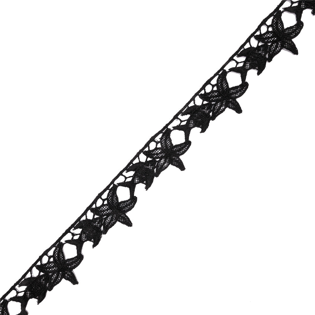 Black Starfish and Minnow Venise Lace Trim - 1.25