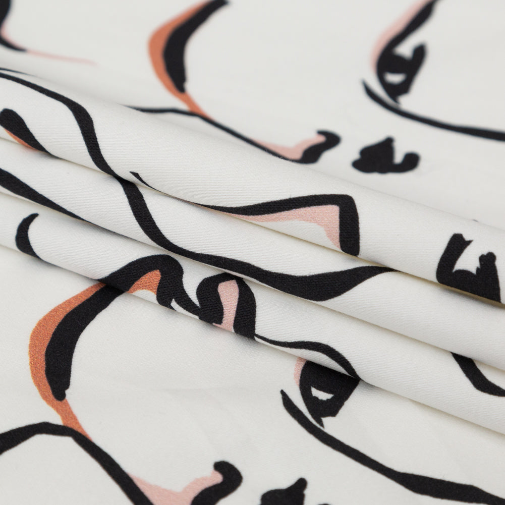 Stretch Cotton Sateen - Illustrative Faces - Abstract Concepts Print - Mood Exclusive Kenko Collection - Joann Fabrics