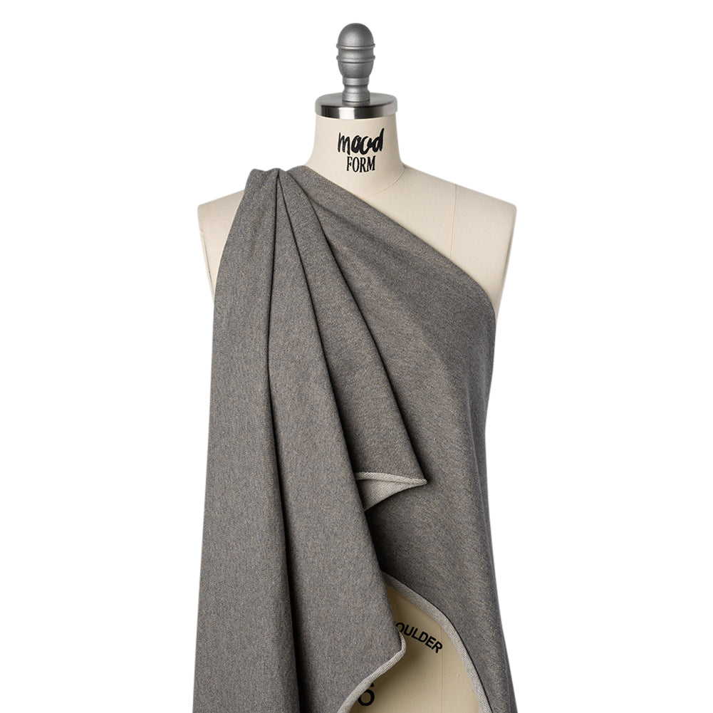 Metallic Cotton Blend French Terry - Heathered Gray and Metallic Gold - Deadstock - Joann Fabrics