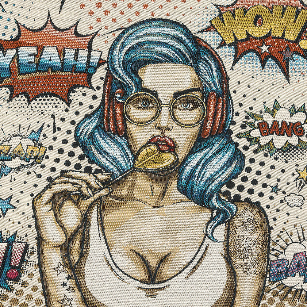 French Blue Girl with Lollipop Oversized Square Patch - 18.875