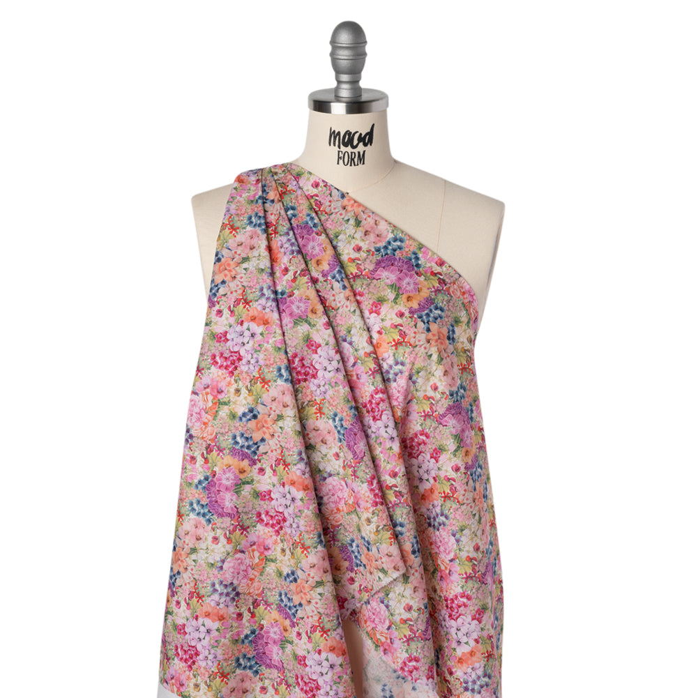 Liberty Fabrics Tana Lawn® - Painted Travels Pink - Bright Pink, Light Purple and Soft Green Lush Florals - Joann Fabrics