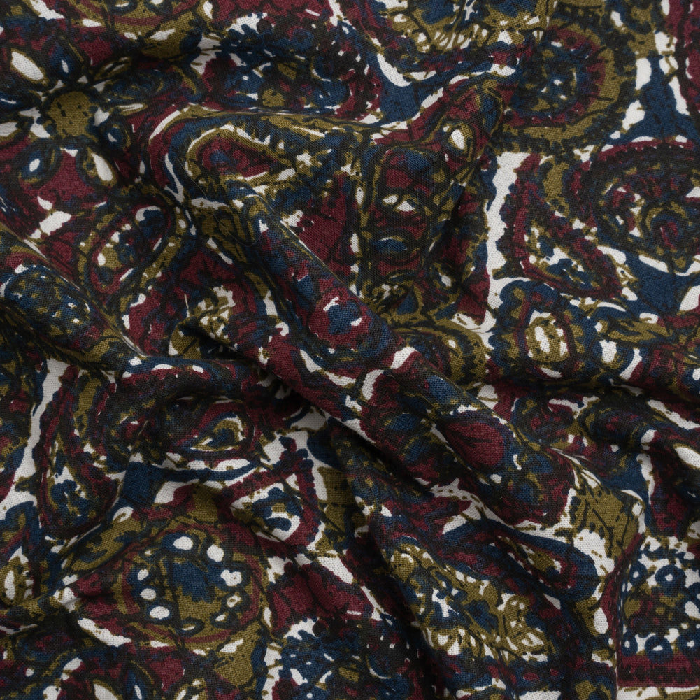 Burgundy, Navy and Olive Paisley Daze Cotton Woven - Joann Fabrics