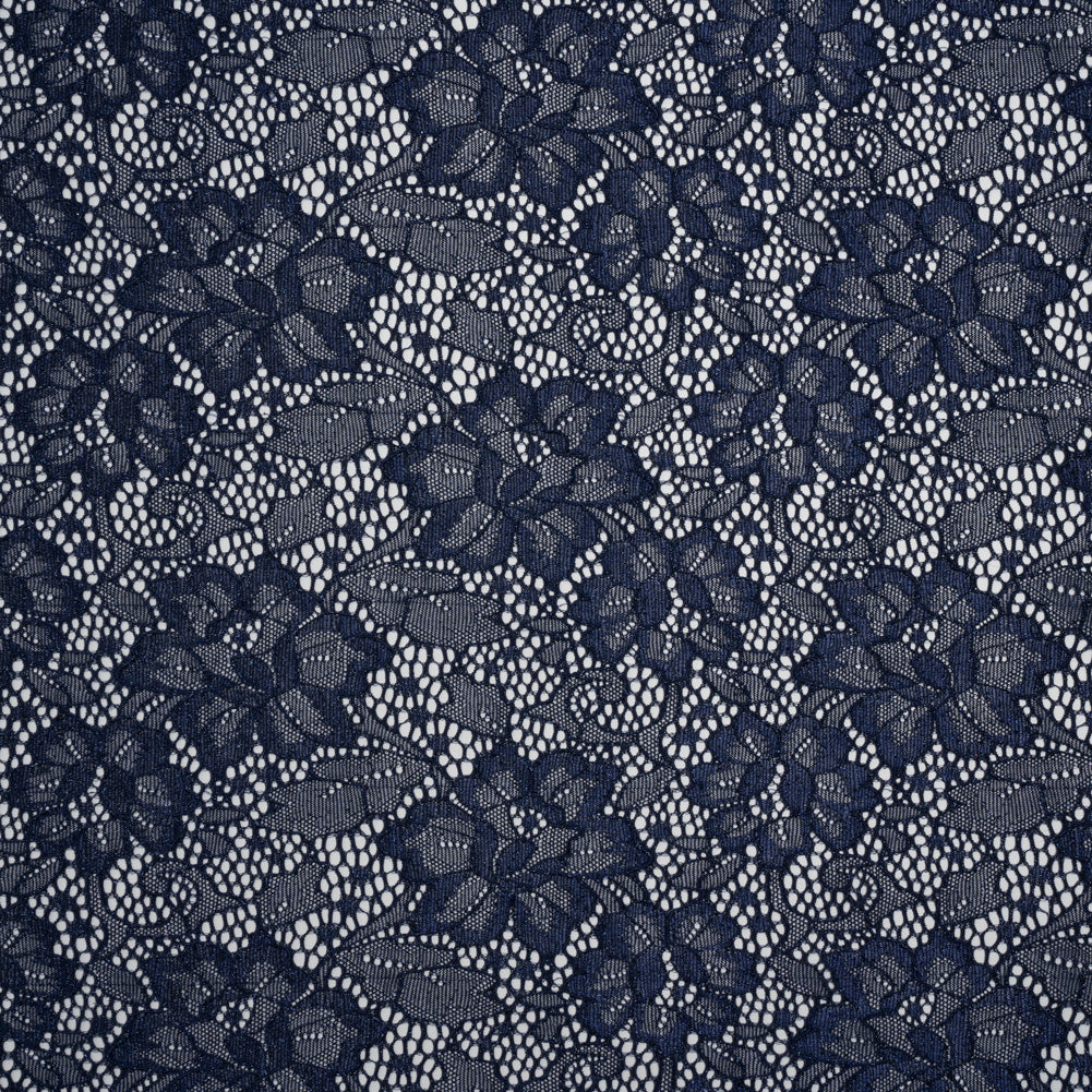 Stretch Corded Raschel Lace with All-Over Glitter - Navy on Navy Floral - Joann Fabrics