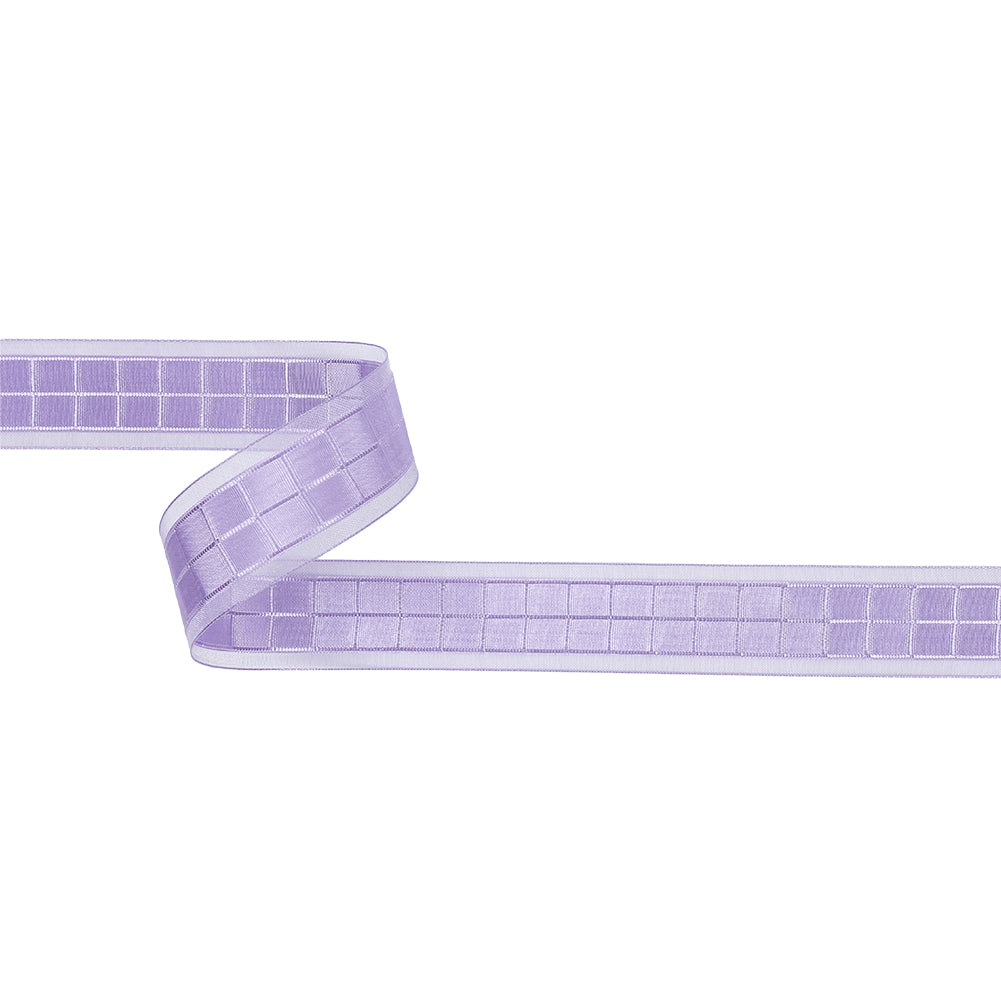 Lilac Squares and Sheer Borders Ribbon - 1