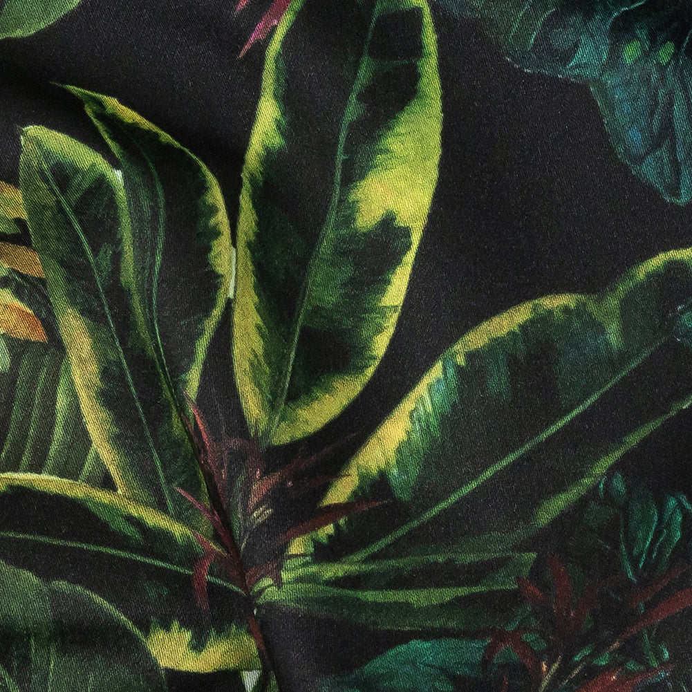 Mood Exclusive Obsidian Florals and Fauna Stretch Cotton Sateen - Joann Fabrics