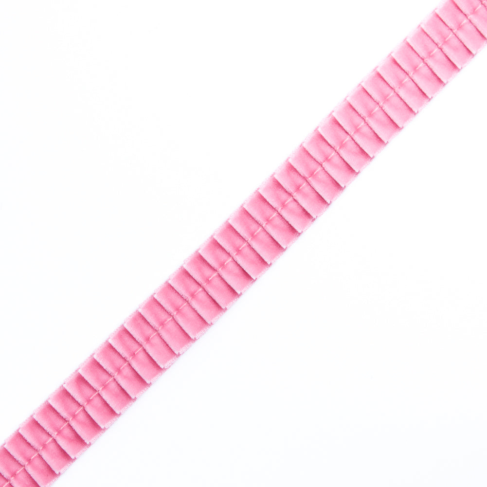 Italian Dusty Rose Velvet Knife Pleated Trimming - 0.875