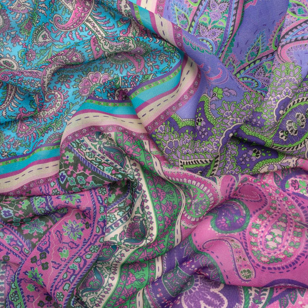 Mood Exclusive Purple Petals and Paisleys Viscose Georgette - Joann Fabrics