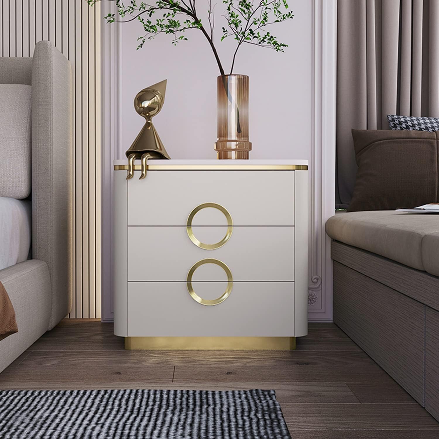 Creative Minimalist Nightstand Bedside Table with 3 Drawer, Modern ...
