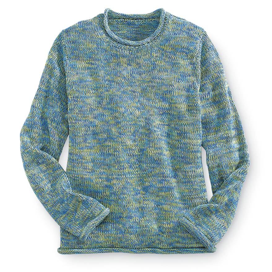 Comfy Rolled-Neck Pullover Sweater in Pretty Marled Colorations - Northstyle Catalog