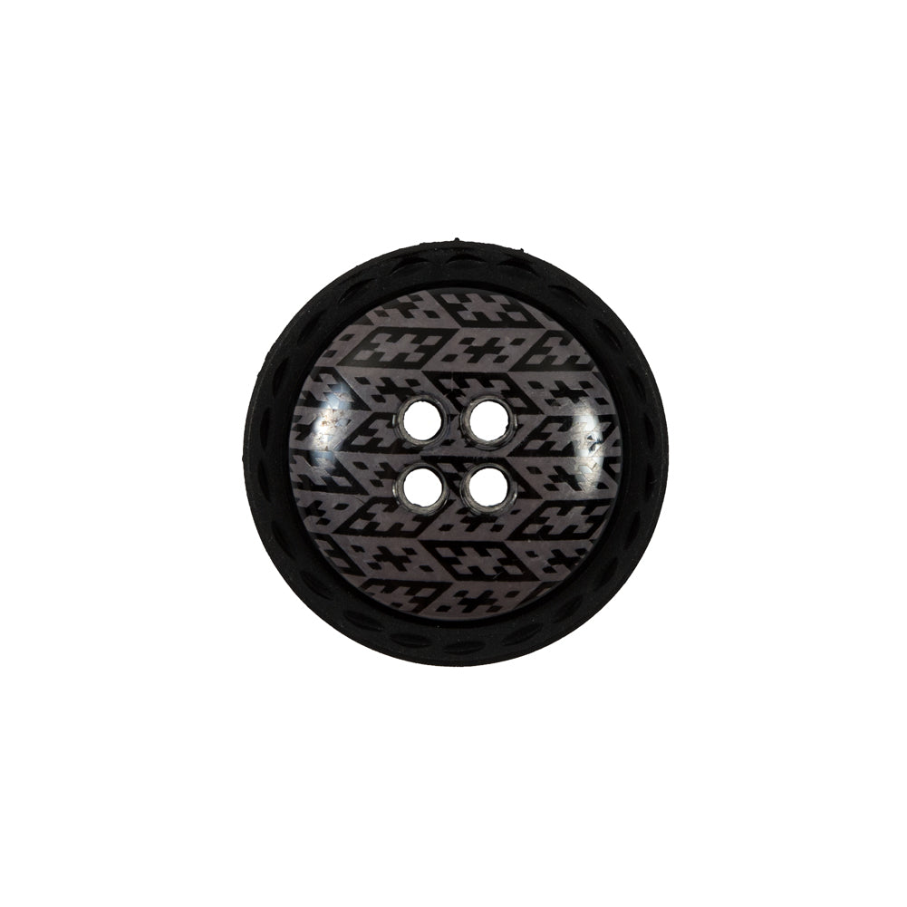 Italian Black and Elderberry Purple Geometric Domed Button - 32L/20mm - Joann Fabrics