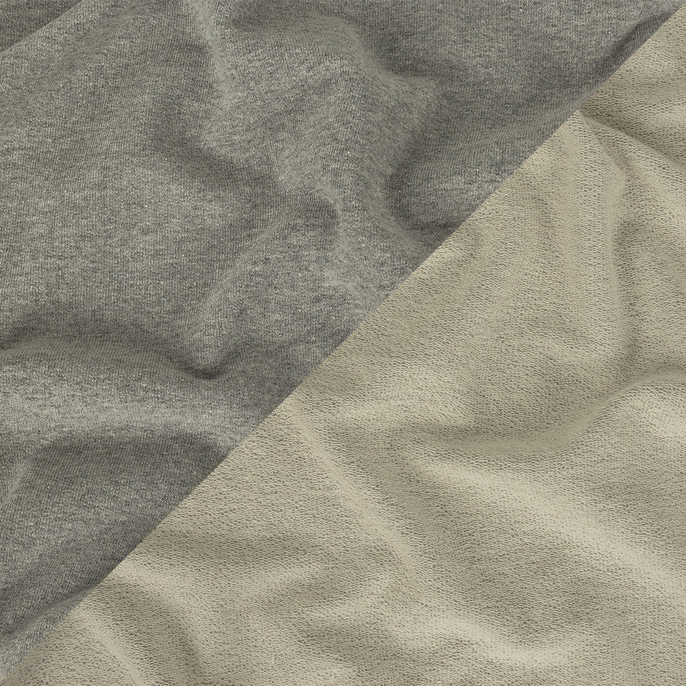 Cotton French Terry Knit - Heathered Gray and Lily White - Elida Collection - Joann Fabrics