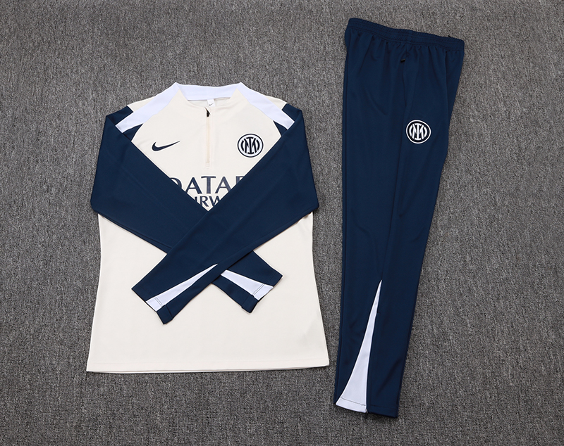 2025/2026 Inter Milan Half-Pull Training Suit Light yellow Football Jersey 1:1  Thai Quality Set