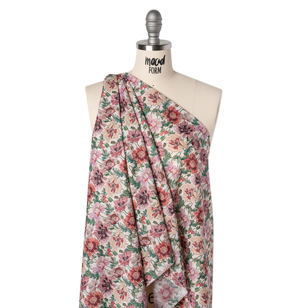Liberty Fabrics Tana Lawn® - Poppy Amelie Pink - Red, Pink and Green Poppy Flower Field - Joann Fabrics