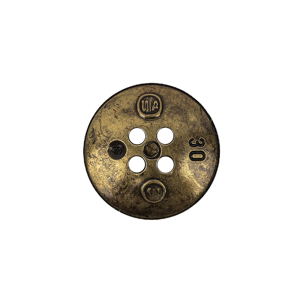 Italian Antique Brass Embossed Four Hole Saucer Button - 30L/19mm - Joann Fabrics