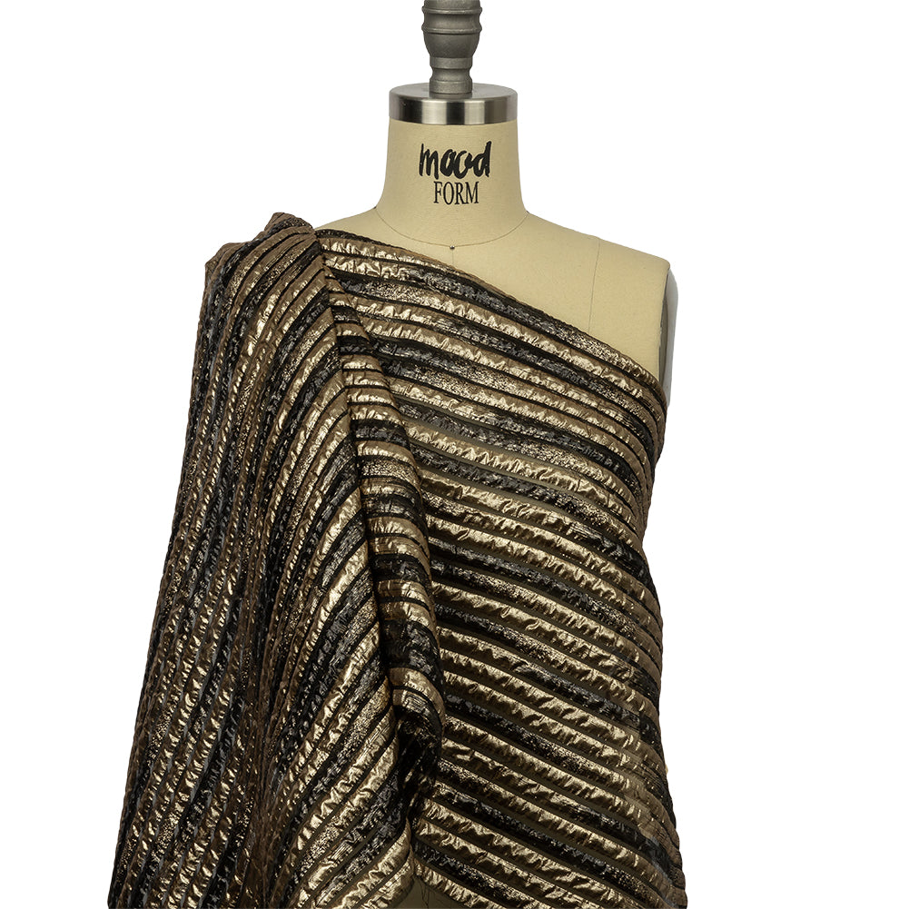 Metallic Gold and Black Luxury Striped Burnout Brocade - Joann Fabrics