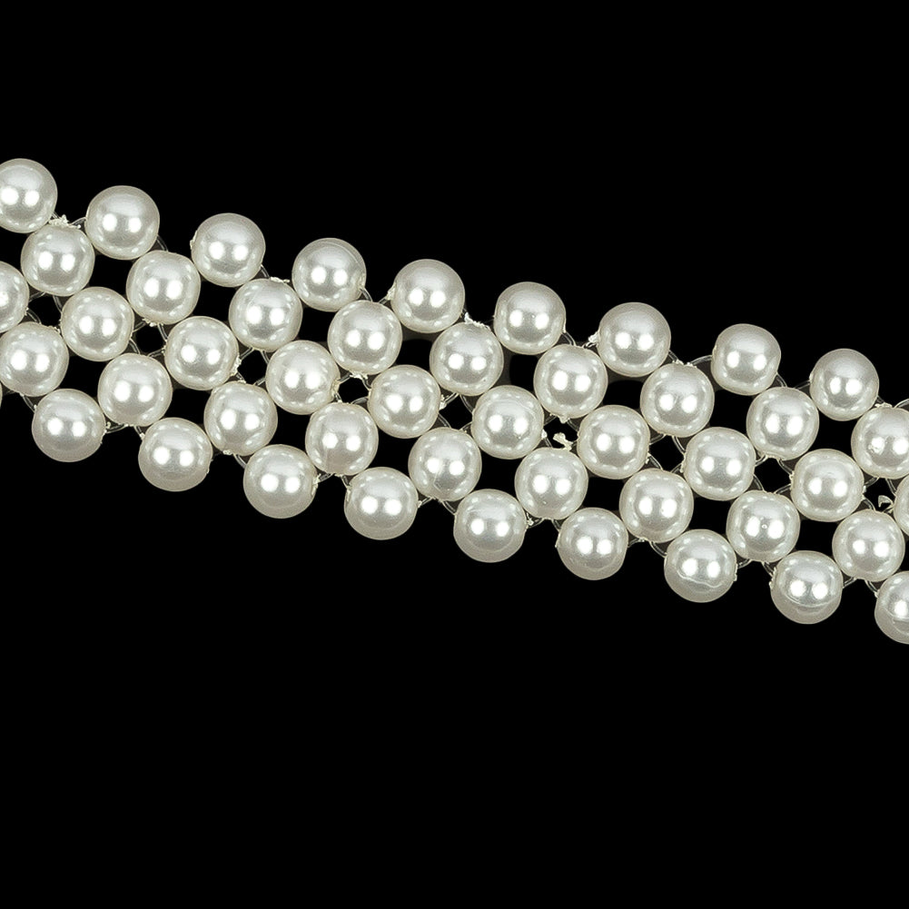 Vintage Off White Faux Pearl Beaded Belt with Fringe Ends - 51