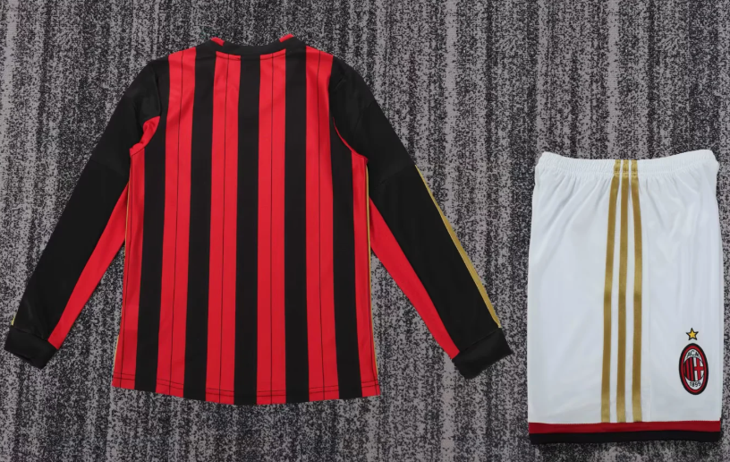 2013-2014 Retro Long Sleeve AC Milan Home Football Shirt 1:1 Thai Quality Kids Size