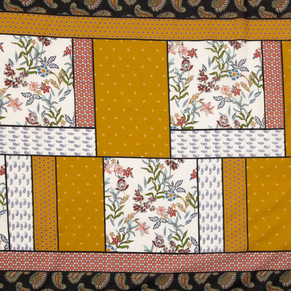 Cotton Voile - Yellow and Red Floral Patchwork - Paisley Patches Print - Mood Exclusive St. Tropez Collection - Joann Fabrics