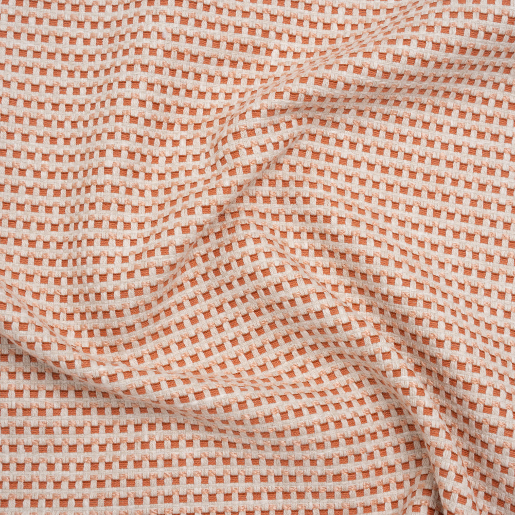 Recycled Polyester and Cotton Basketweave Dobby - Tangerine Little Squares - British Imported - Joann Fabrics
