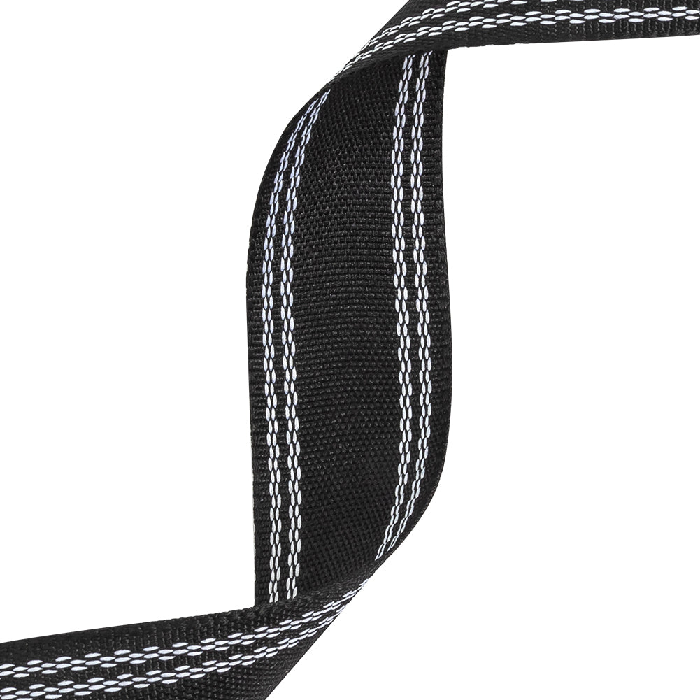 Caviar Webbing with Stitched Double Borders in White - 1
