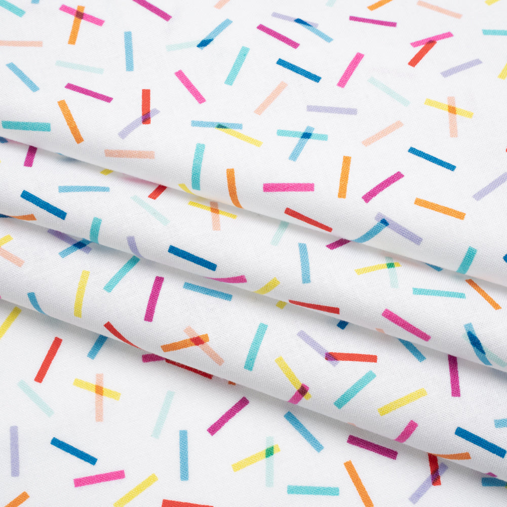Printed Quilting Cotton by Ghazal Razavi for FIGO Studio - Rainbow and White Confetti - Dovetail Collection - Joann Fabrics