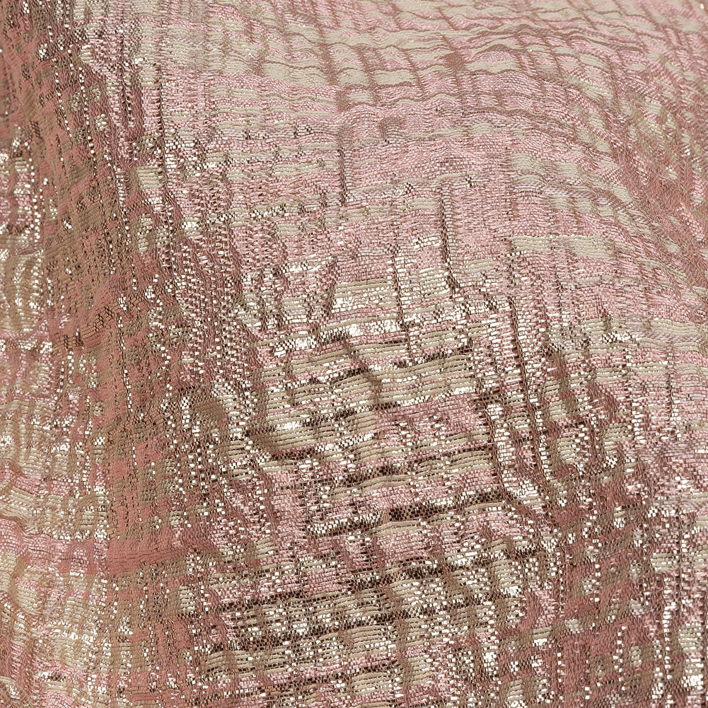 Metallic Rose Gold, Pink and Champagne Crosshatched Lines Luxury Brocade - Joann Fabrics