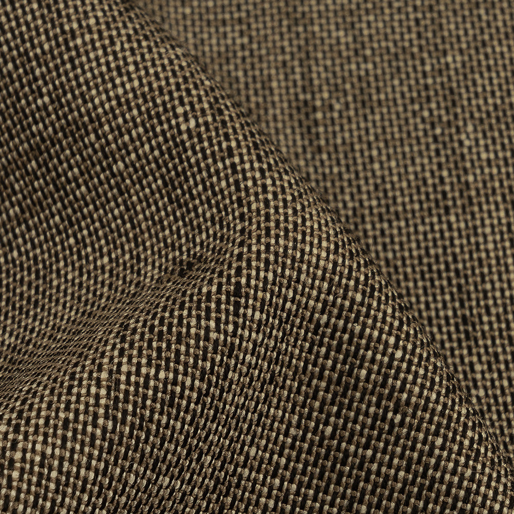 Italian Black and Beige Tweedy Stretch Wool and Silk Woven - Joann Fabrics