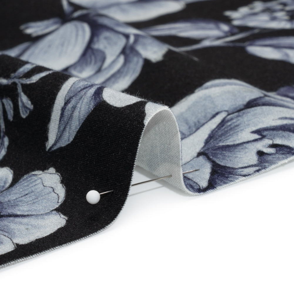 Brushed Stretch Cotton Twill Print - Midnight Navy and Blue Gray Floral - Mood Exclusive Bushel and a Peck - Joann Fabrics