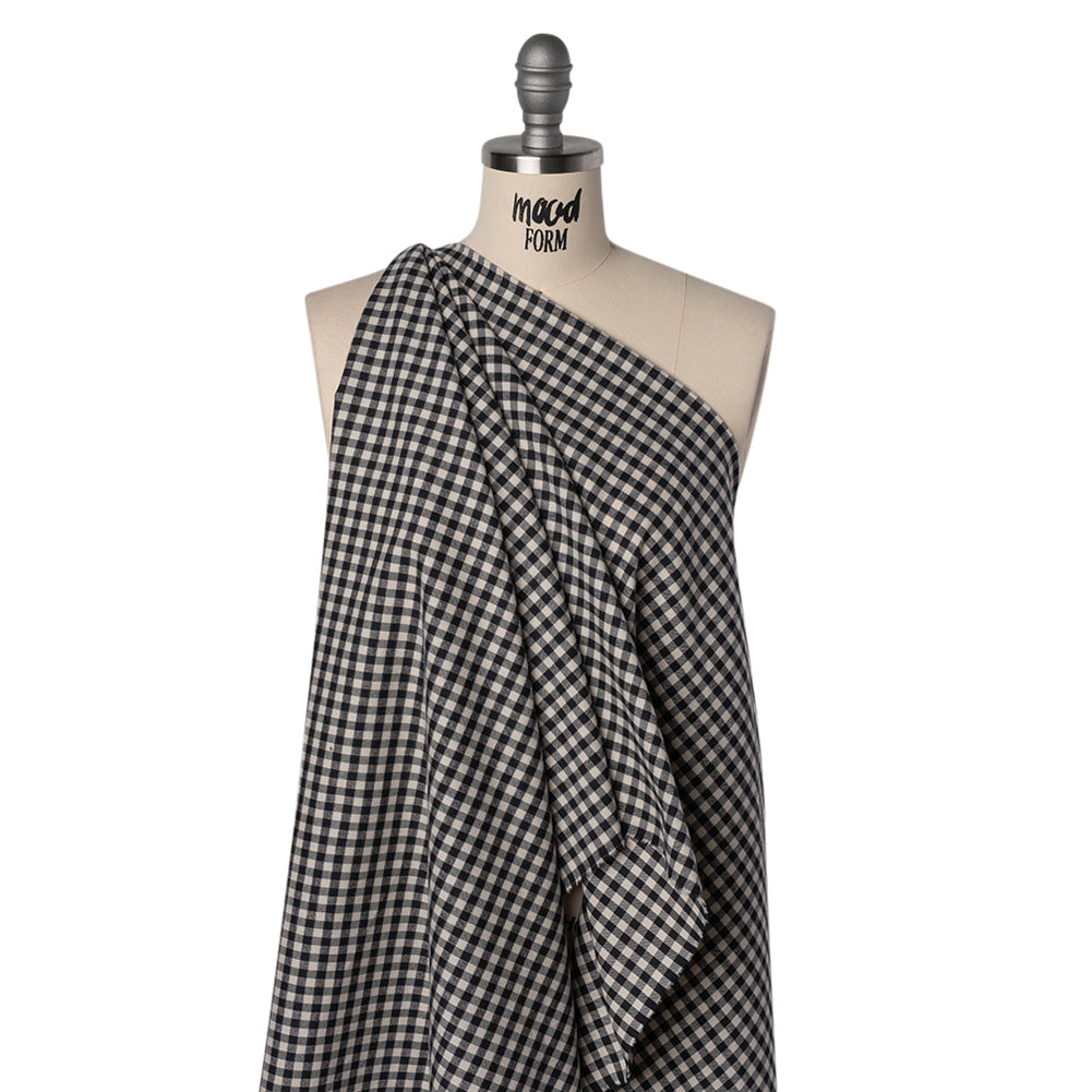 Brushed Cotton Twill Shirting Flannel - Black and Off White Checks - Designer Deadstock - Joann Fabrics