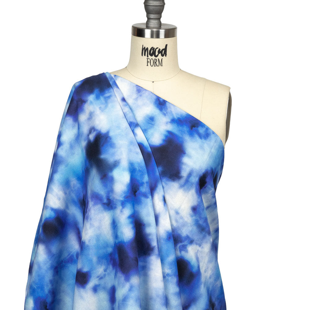 Linen and Rayon Woven - Blue Tie Dye - High Tide Print - Mood Exclusive Indigo Collection - Joann Fabrics