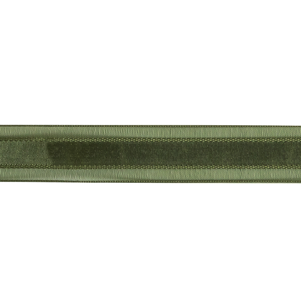 Cypress Woven Ribbon with Sheer Organza Borders - 0.75