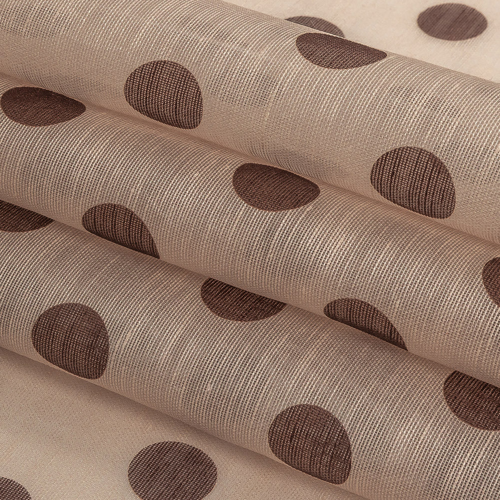 Famous Australian Designer Nude and Cocoa Polka Dotted Linen and Silk Organza - Joann Fabrics