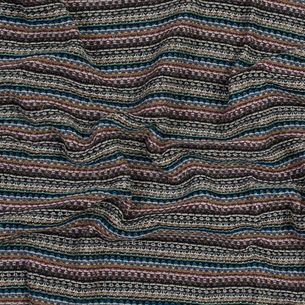 Italian Blue, Burgundy and Mustard Striped Wool Knit - Joann Fabrics