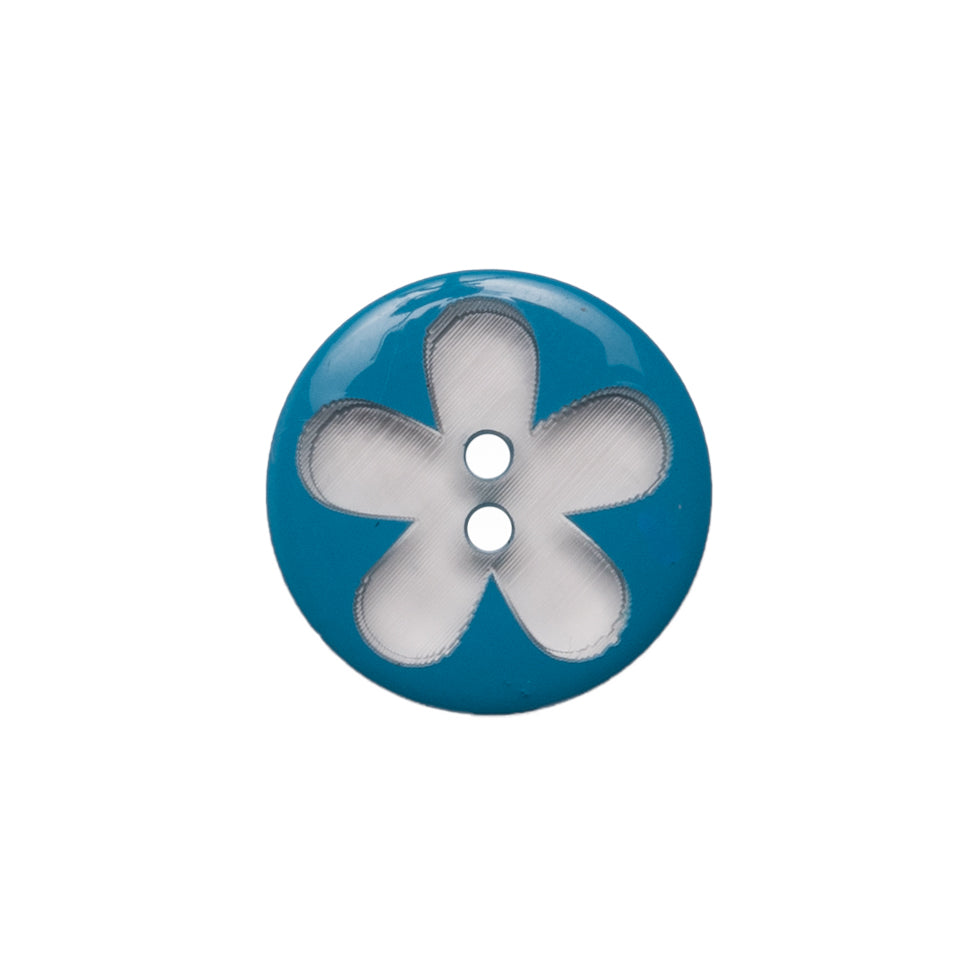 Italian Blue Floral Plastic Button - 24L/15mm - Joann Fabrics